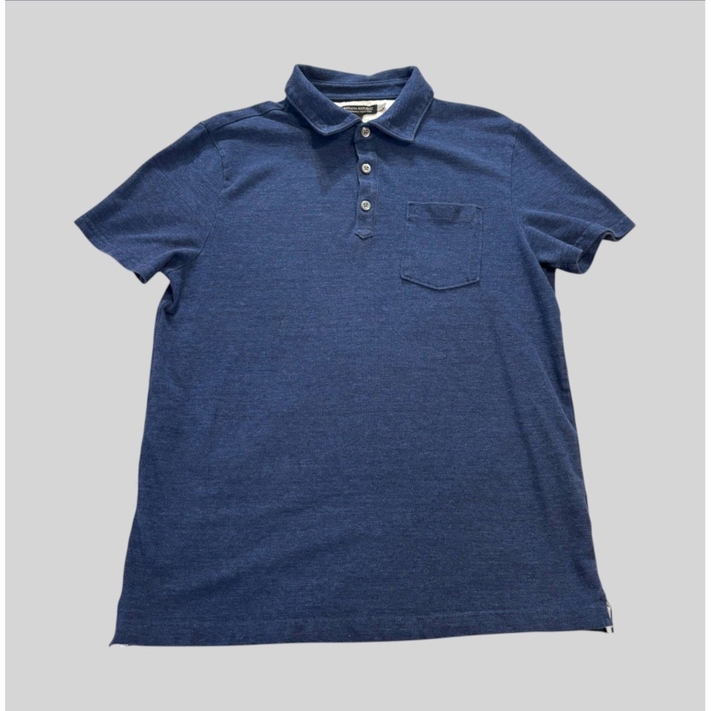 Banana Republic Performance Pique Polo Men's Medium Blue Short Sleeve Slub Knit